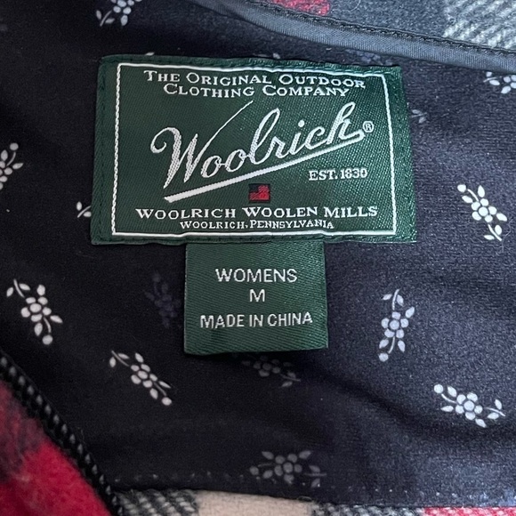 Woolrich red multi plaid wool blend zipper shirt jacket shacket women’s size M - Picture 12 of 17
